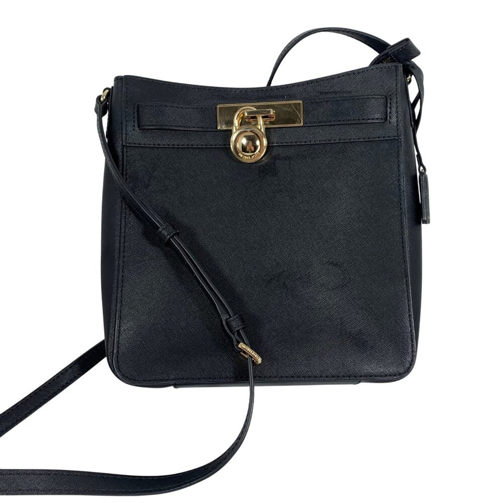 Michael Kors Black Hamilton Traveler Messenger Crossbody w/ Key And Lock